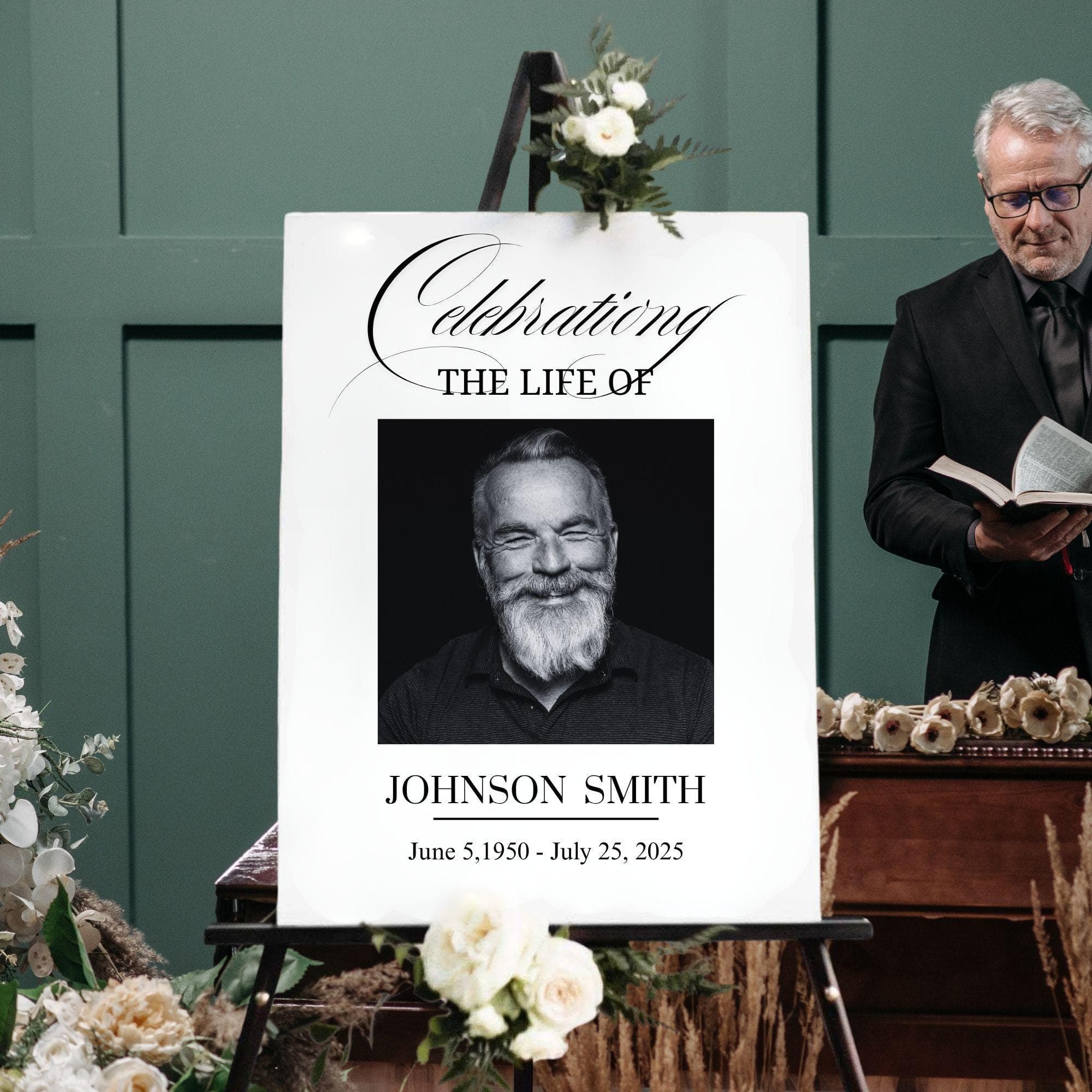 Memorial Photo Collage Sign | Funeral Welcome Poster (Digital Download)