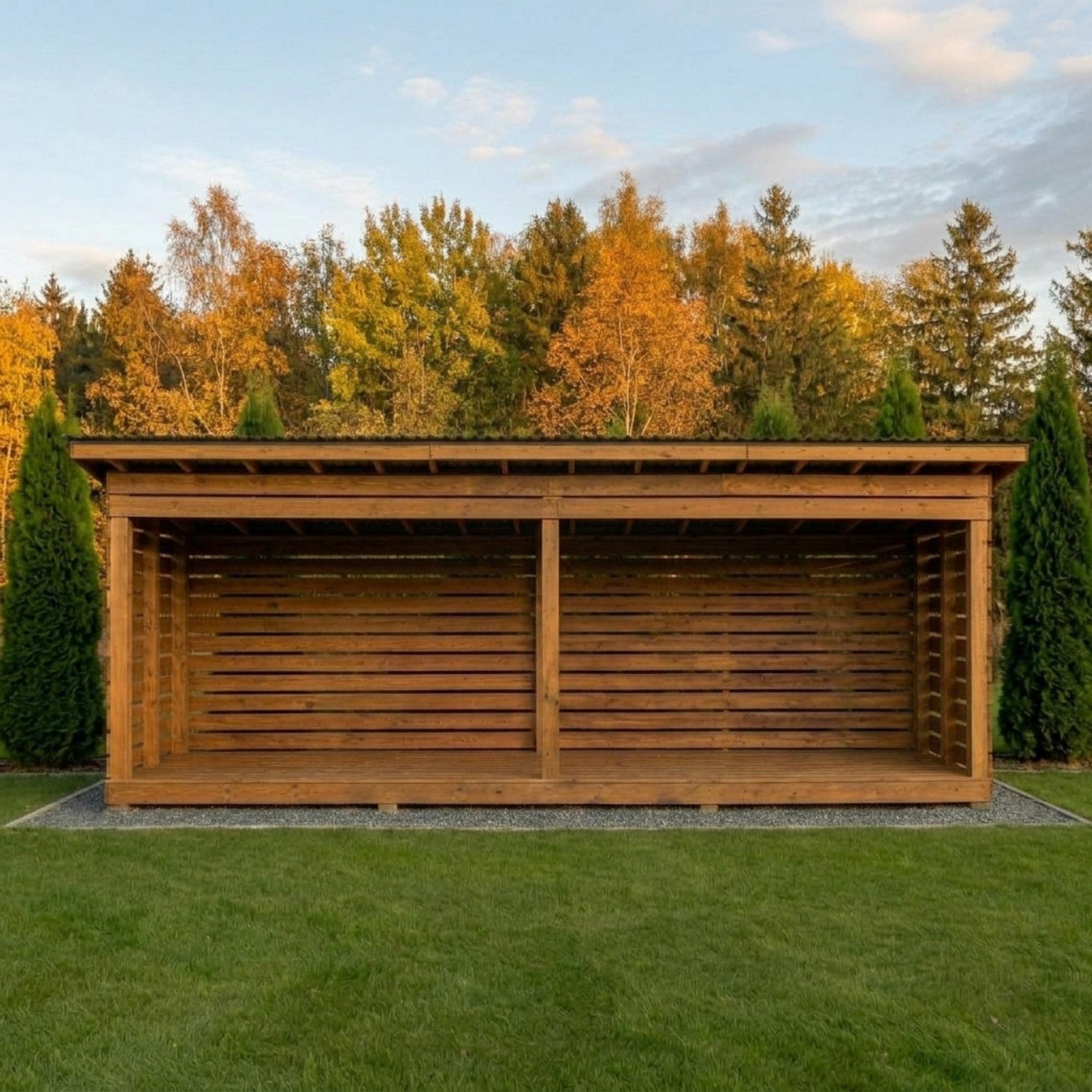 8x16 Firewood Shed DIY Plans PDF | 2 Cord Wood Storage Rack Blueprint | Extra Large Dry Wood Shelter - view 3