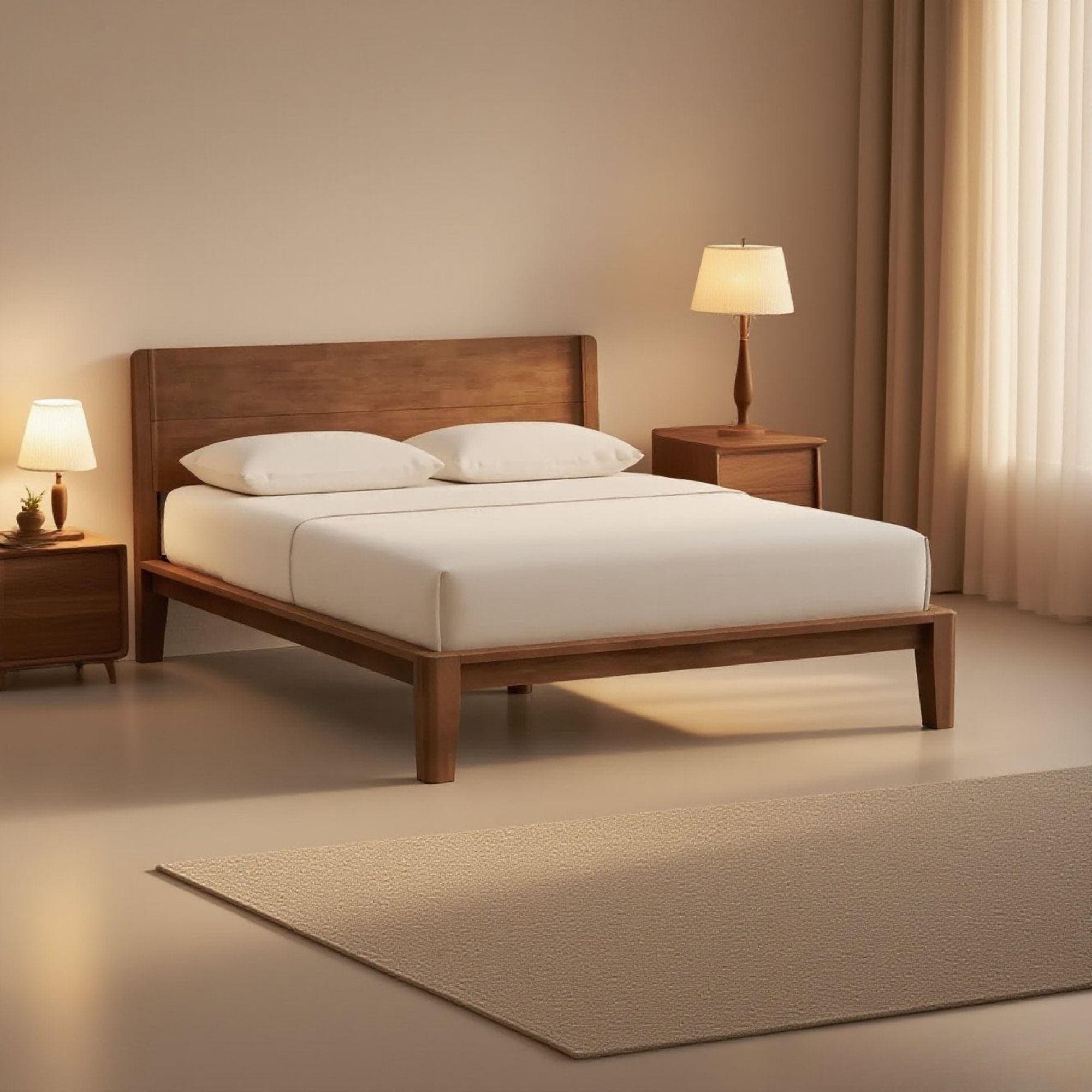 Bed Frame Queen with Headboard | Bed Frame Plans | DIY Wooden Bed Frame | Floating King Size Bed Frame | Rustic, Solid Wood Bed Design