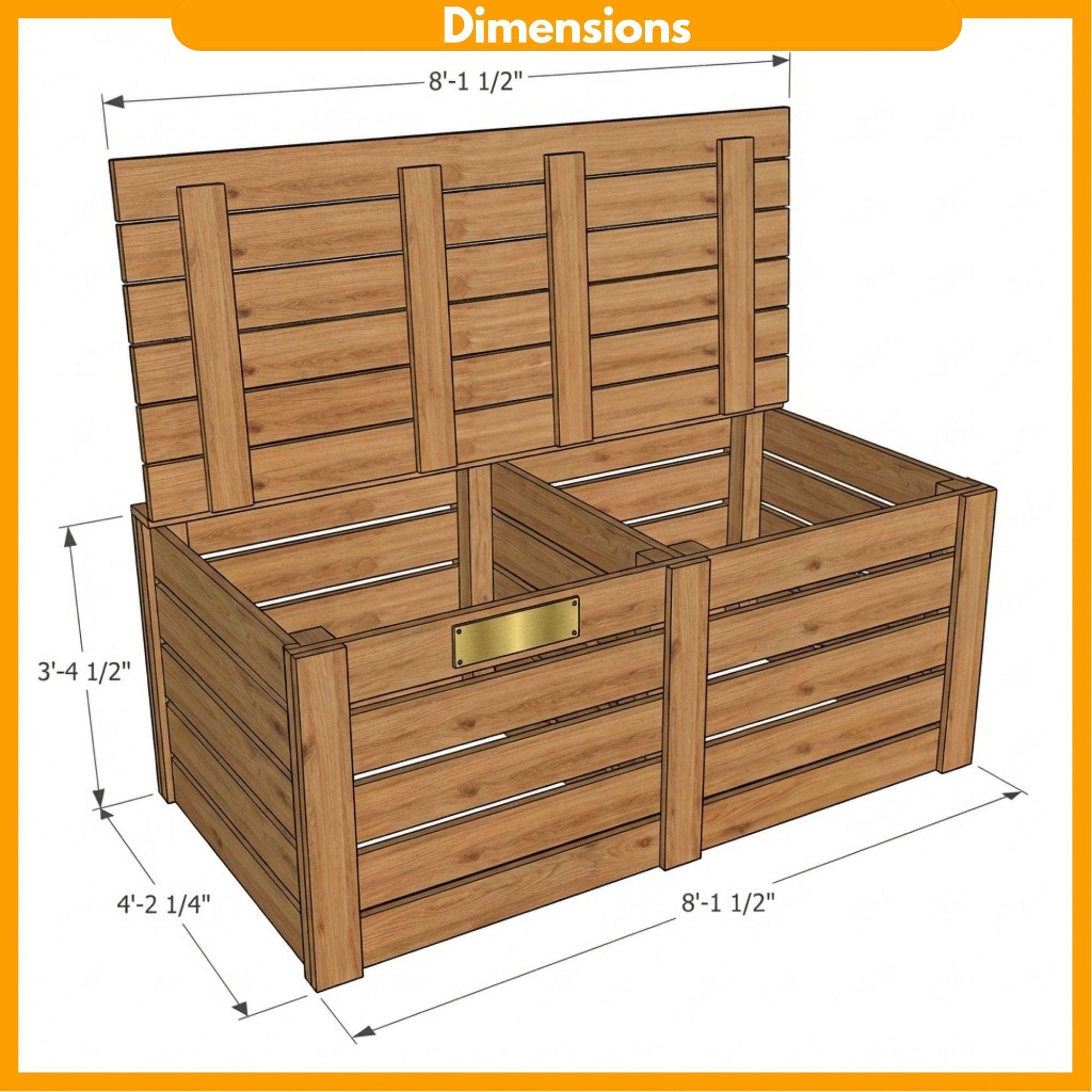 DIY Compost Bin Plans PDF | Dual Chamber Wooden Composter Blueprint | 2-Bay Garden Compost Box | Yard Waste Bin Woodworking Project - view 2