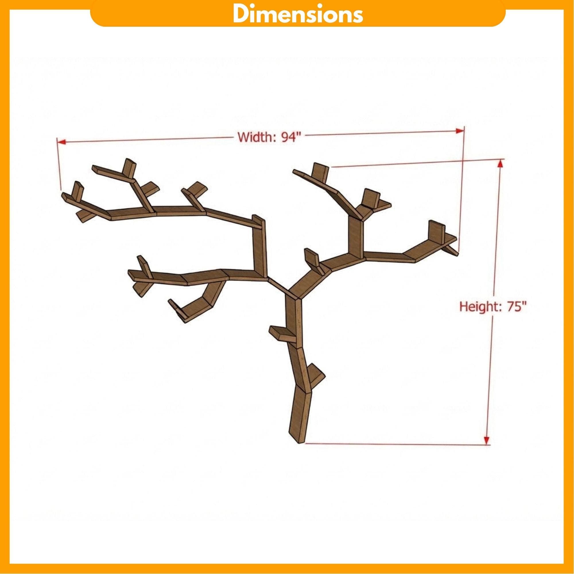 DIY Tree Bookshelf Plans PDF | Artistic Branch Wall Library Blueprint | Unique Floating Bookcase | Nature Inspired Woodworking Plan - view 2
