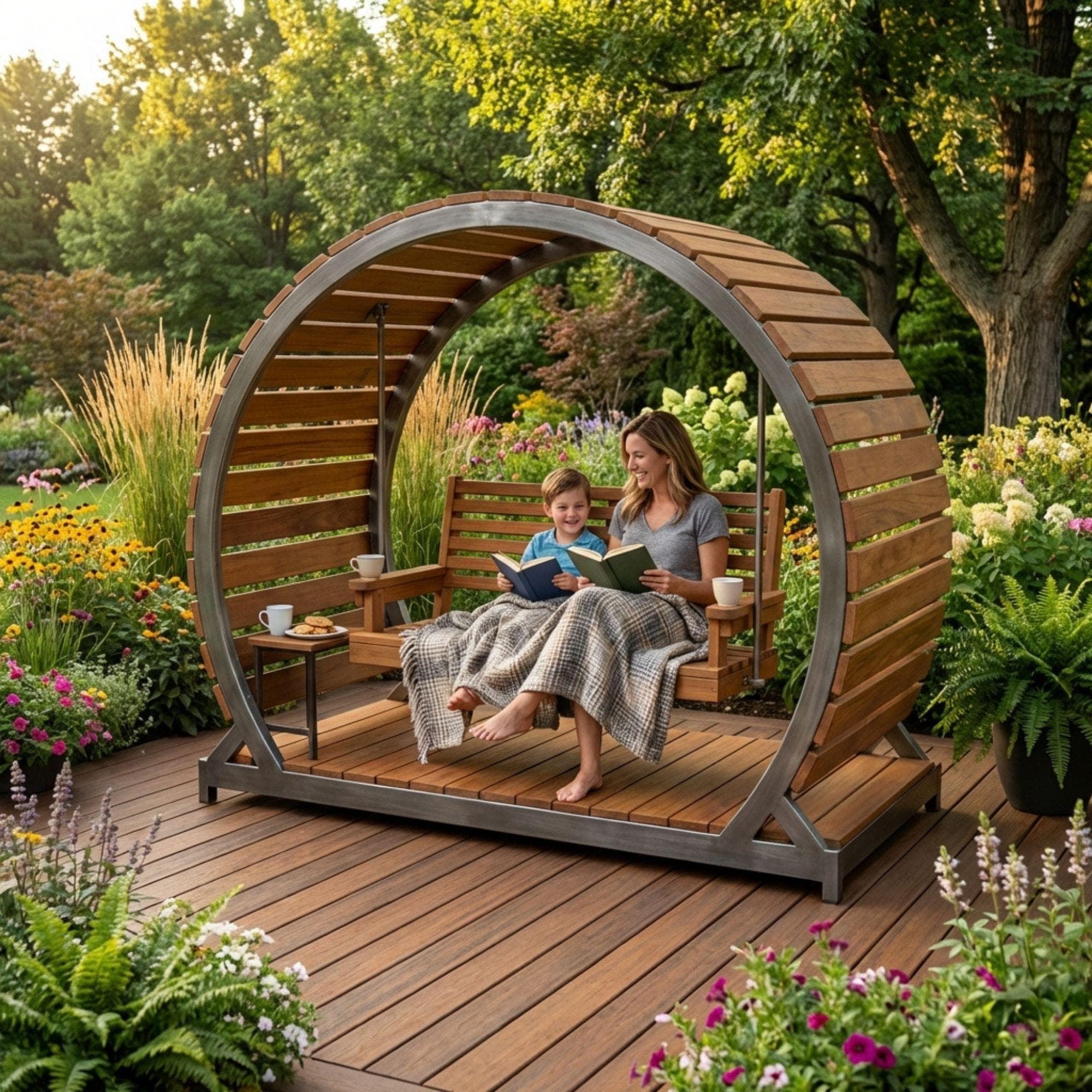 DIY Porch Swing Stand Plans | Circular Pergola Blueprint | Outdoor Patio Furniture Plans | Backyard Arbor Swing Build | Wood Canopy - view 3