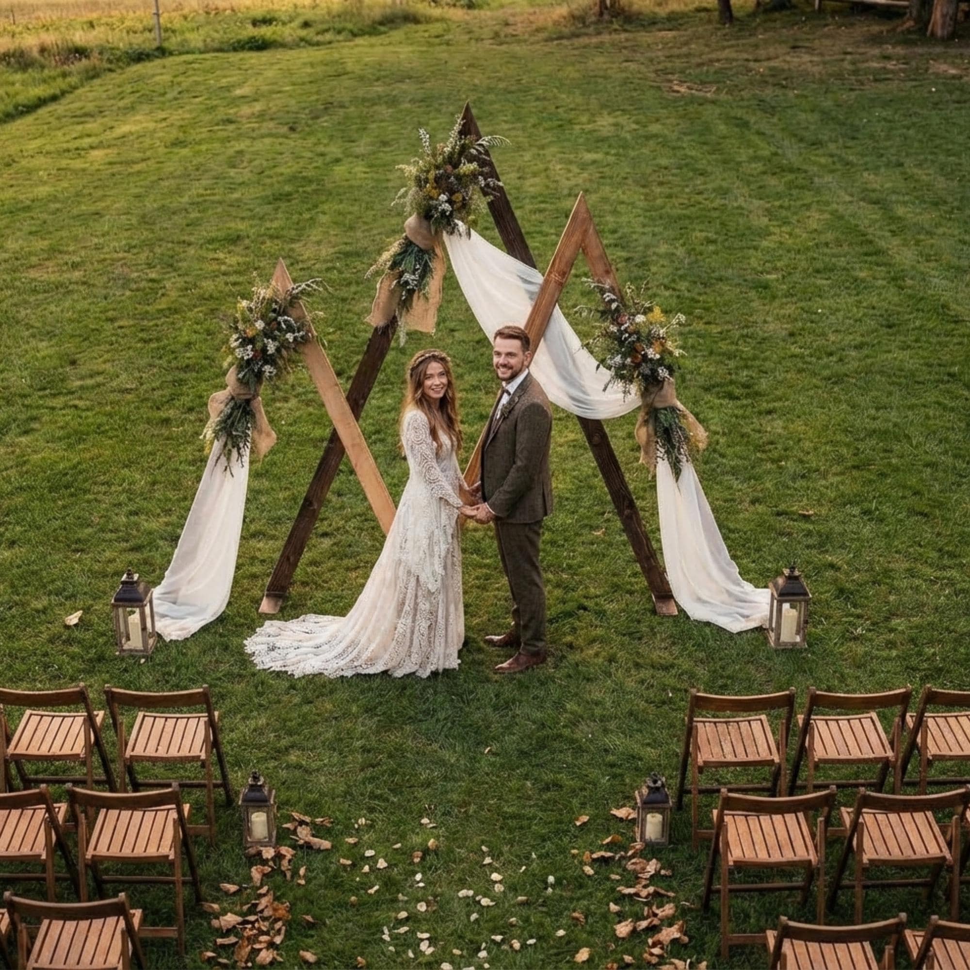 DIY Triangle Wedding Arch Plans PDF | Set of 3 Wooden Arbor Backdrop | Collapsible Ceremony Trellis | Rustic Outdoor Wedding Woodworking - view 5