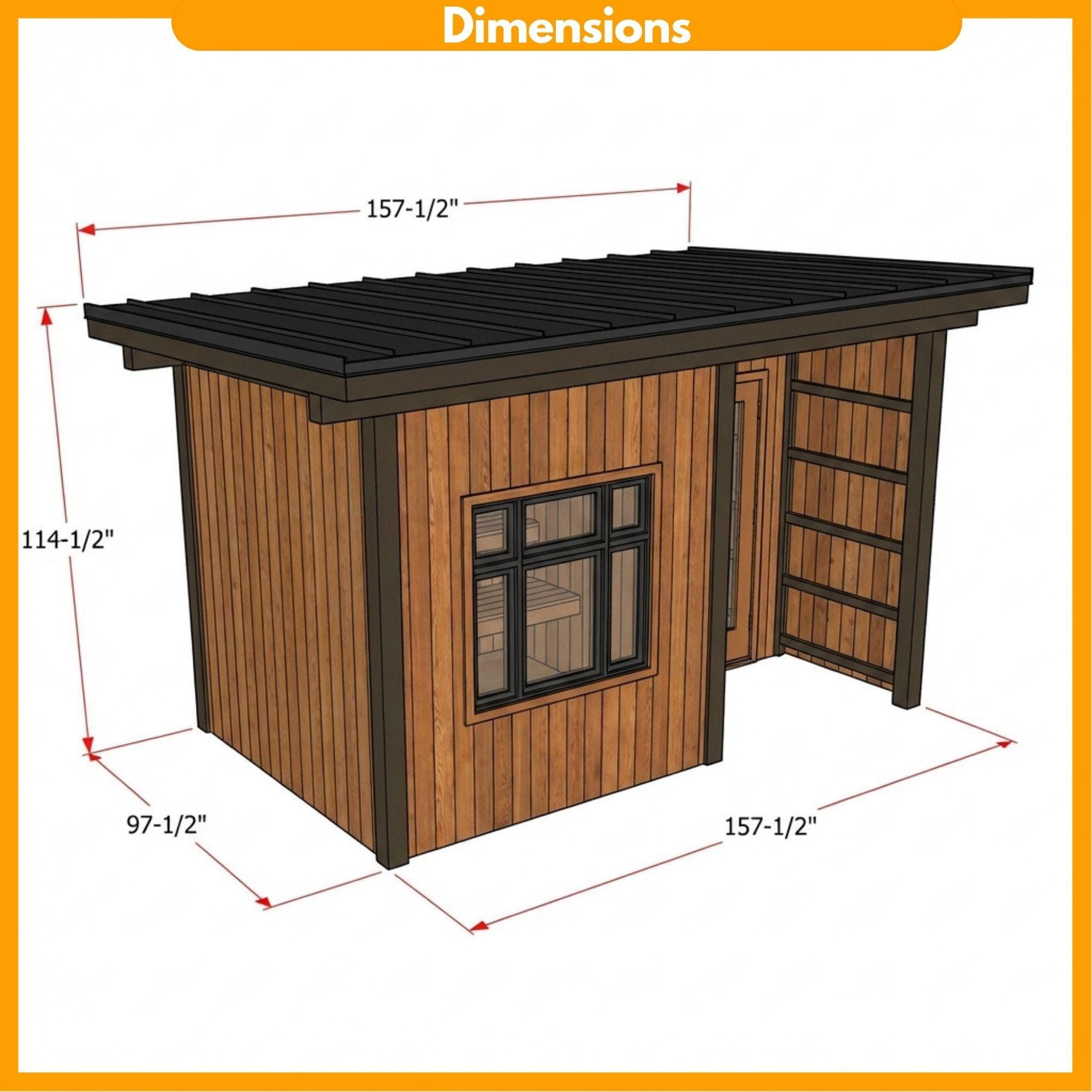 DIY Outdoor Sauna Plans | Modern Sauna Blueprints PDF | Sauna With Window | Sauna With Shower Plans | Backyard Sauna Building Design - view 2