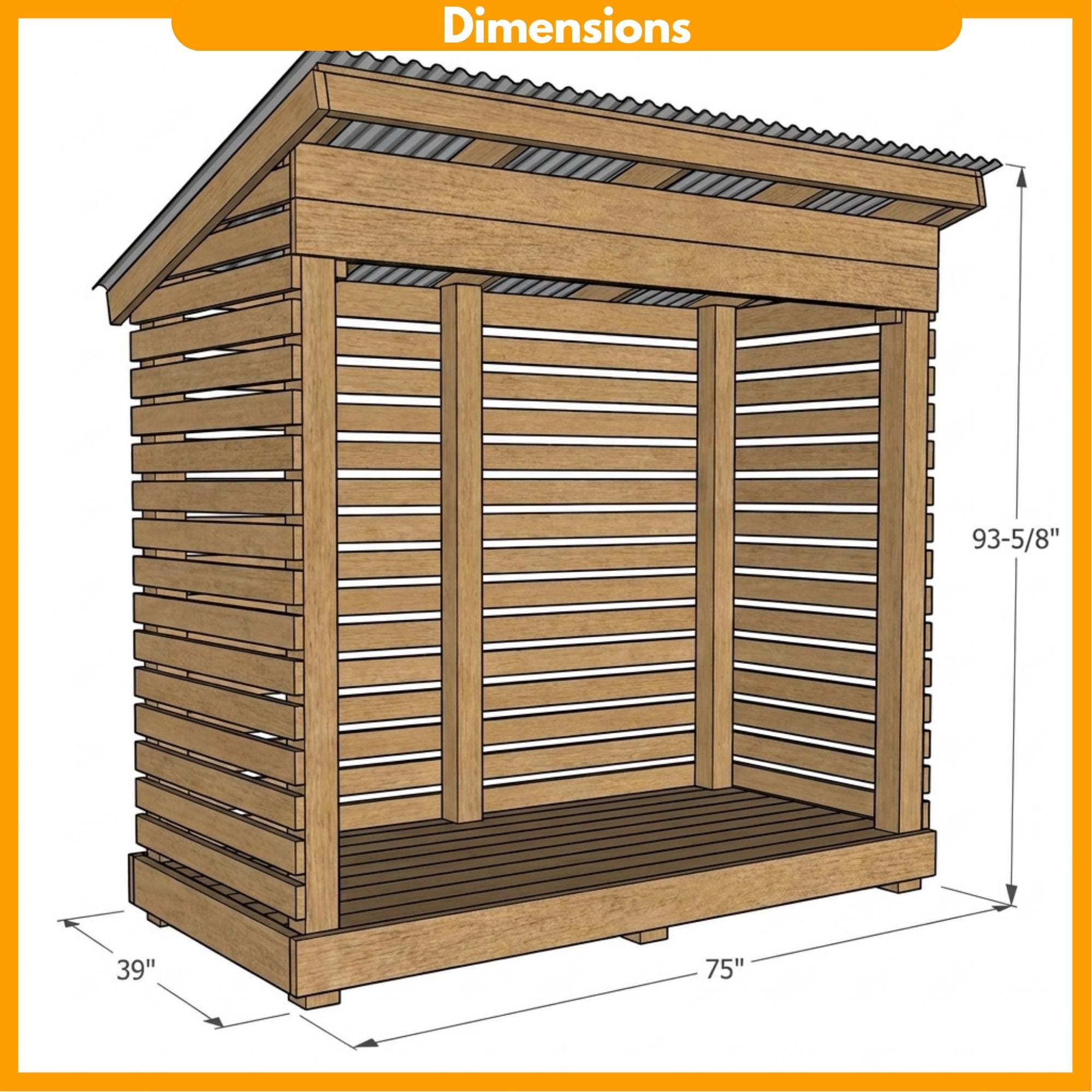 3x6 Firewood Shed DIY Plans PDF | Small Wood Storage Rack Blueprint | Dry Wood Shelter - view 2