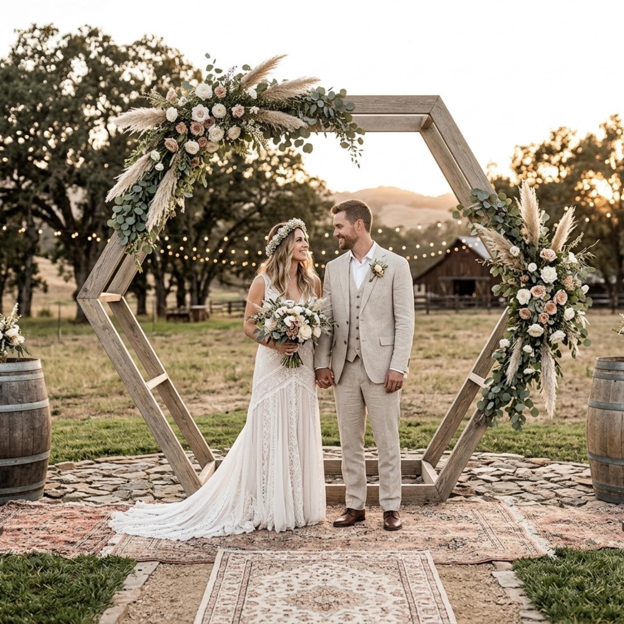 DIY Hexagon Wedding Arch Plans PDF | Portable Geometric Arbor Blueprint | Wooden Hexagonal Backdrop | Boho Ceremony Alter Woodworking - view 3