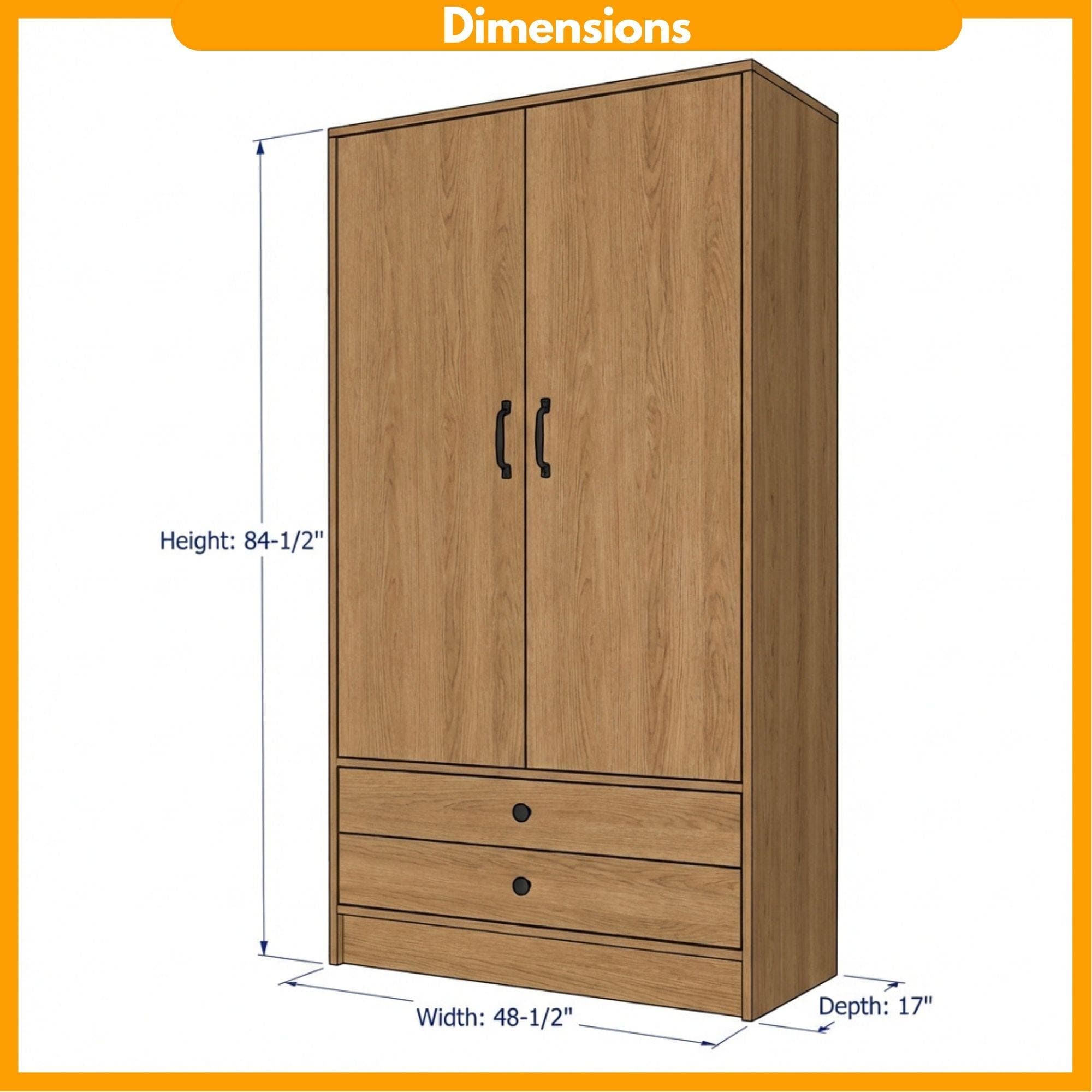 DIY Wardrobe Plan | Closet Storage Cabinet Blueprint | Wooden Tall Dresser Plans PDF - view 3
