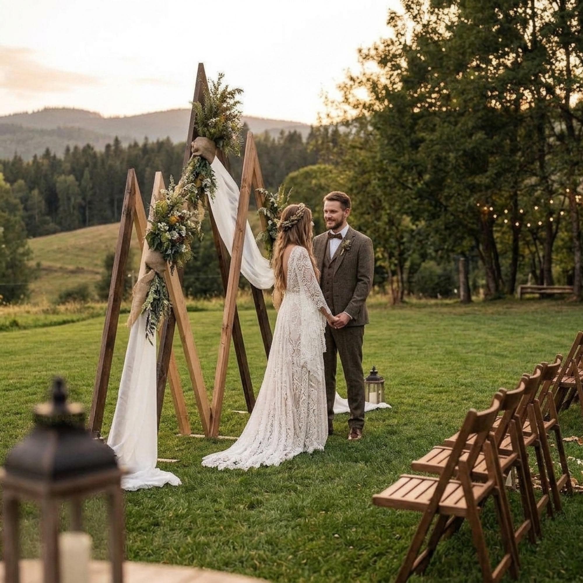 DIY Triangle Wedding Arch Plans PDF | Set of 3 Wooden Arbor Backdrop | Collapsible Ceremony Trellis | Rustic Outdoor Wedding Woodworking - view 6