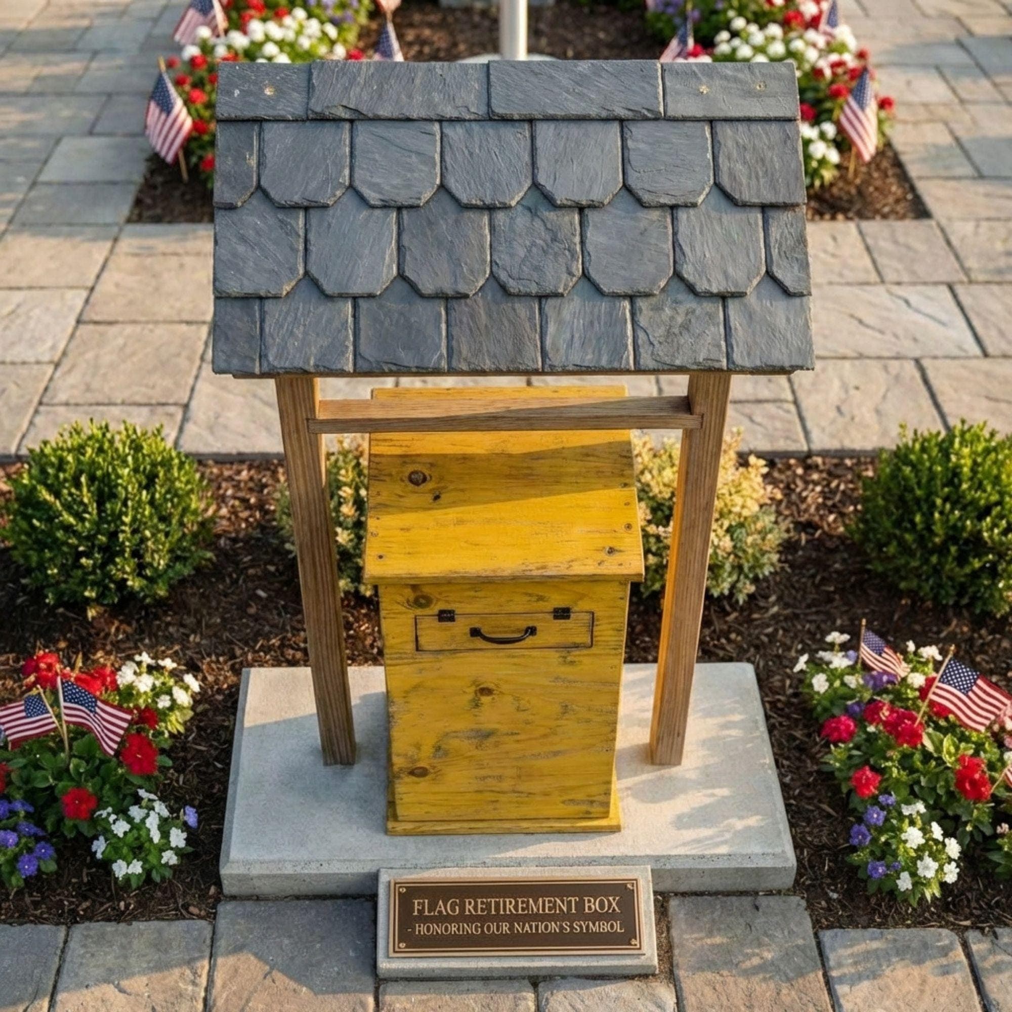 DIY Flag Retirement Box Plans | American Flag Drop Box Woodworking PDF | Veteran Memorial Collection Blueprint | Patriotic Wood Box Template - view 5
