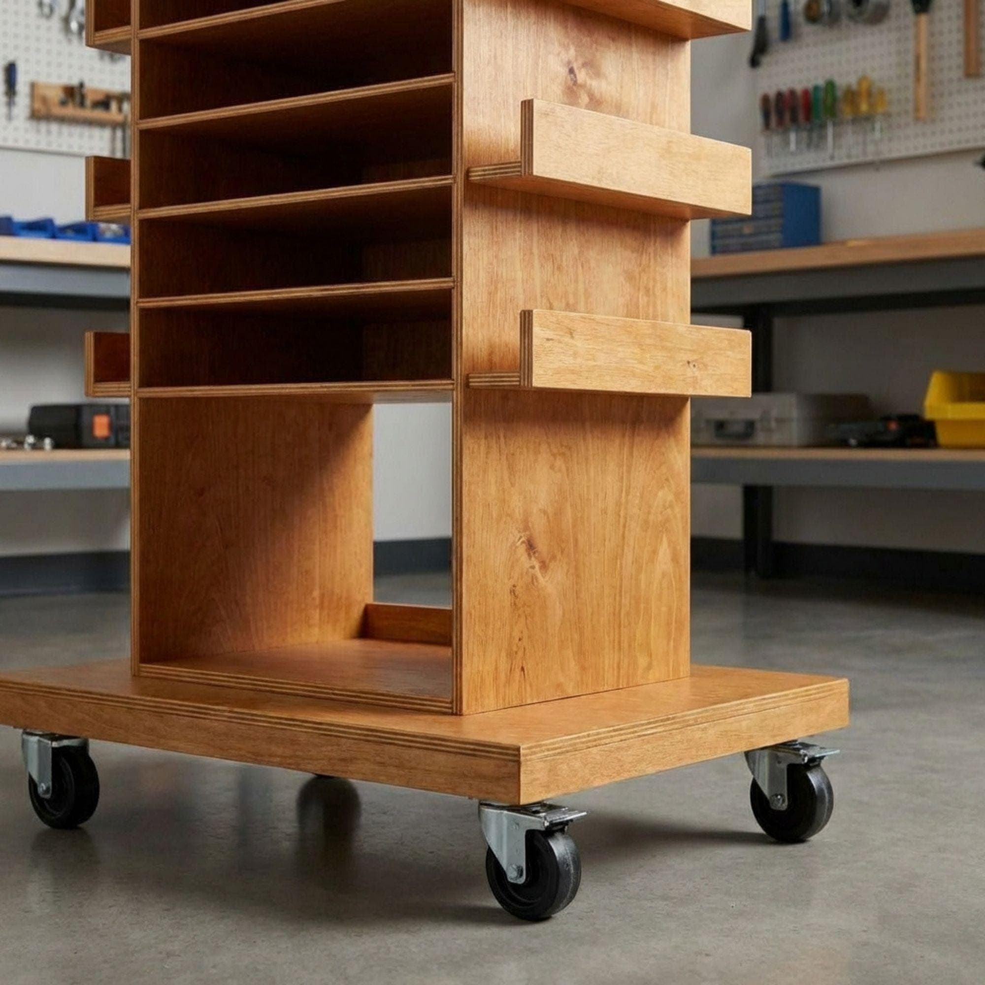 DIY Rolling Tool Station Plans | Mobile Tool Storage Cabinet PDF | Wood Tool Cabinet on Wheels | Hobby Organizer Cart | Garage Storage - view 5