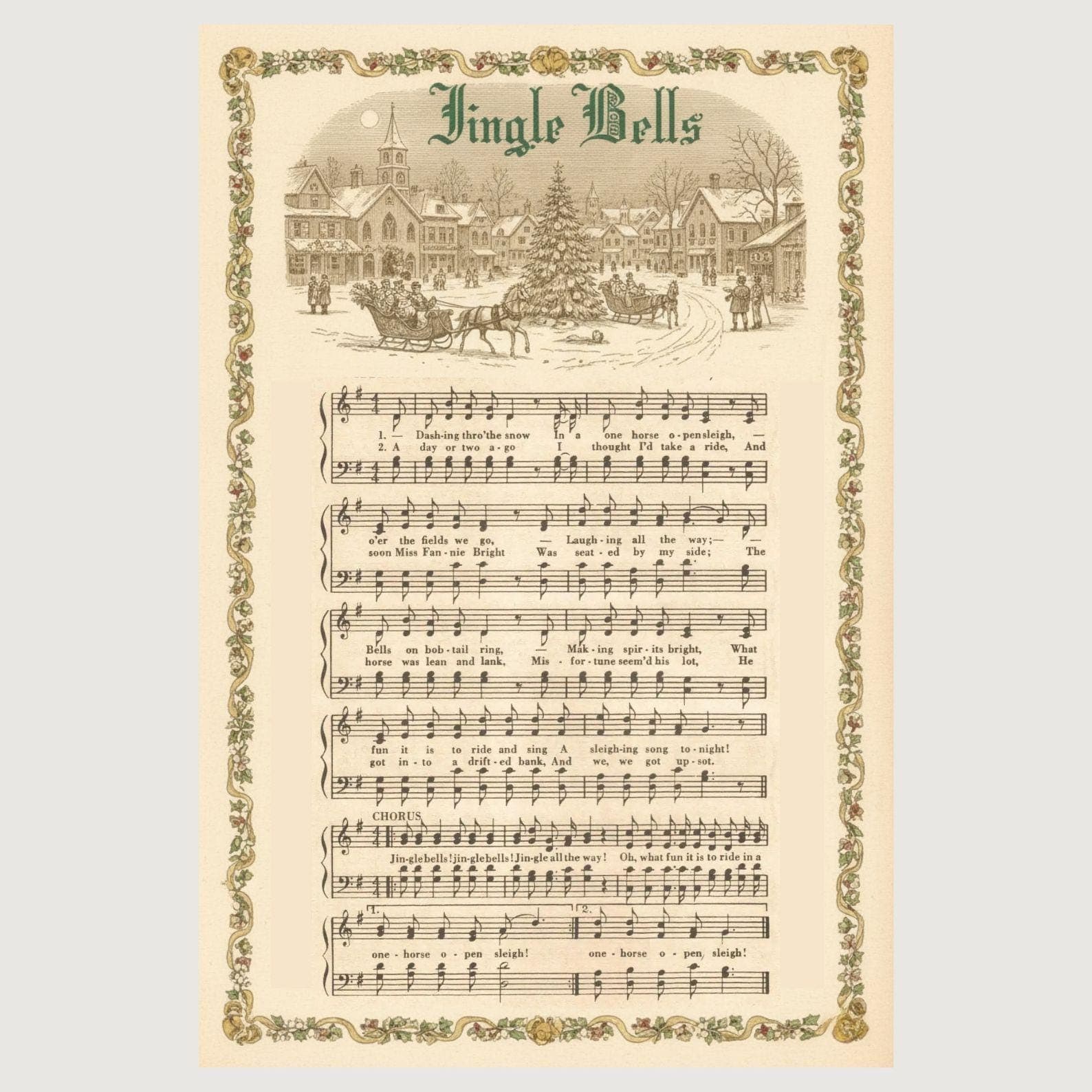 Vintage Christmas Carol Sheet Music Prints, Set of 5 (Digital Download) - view 5