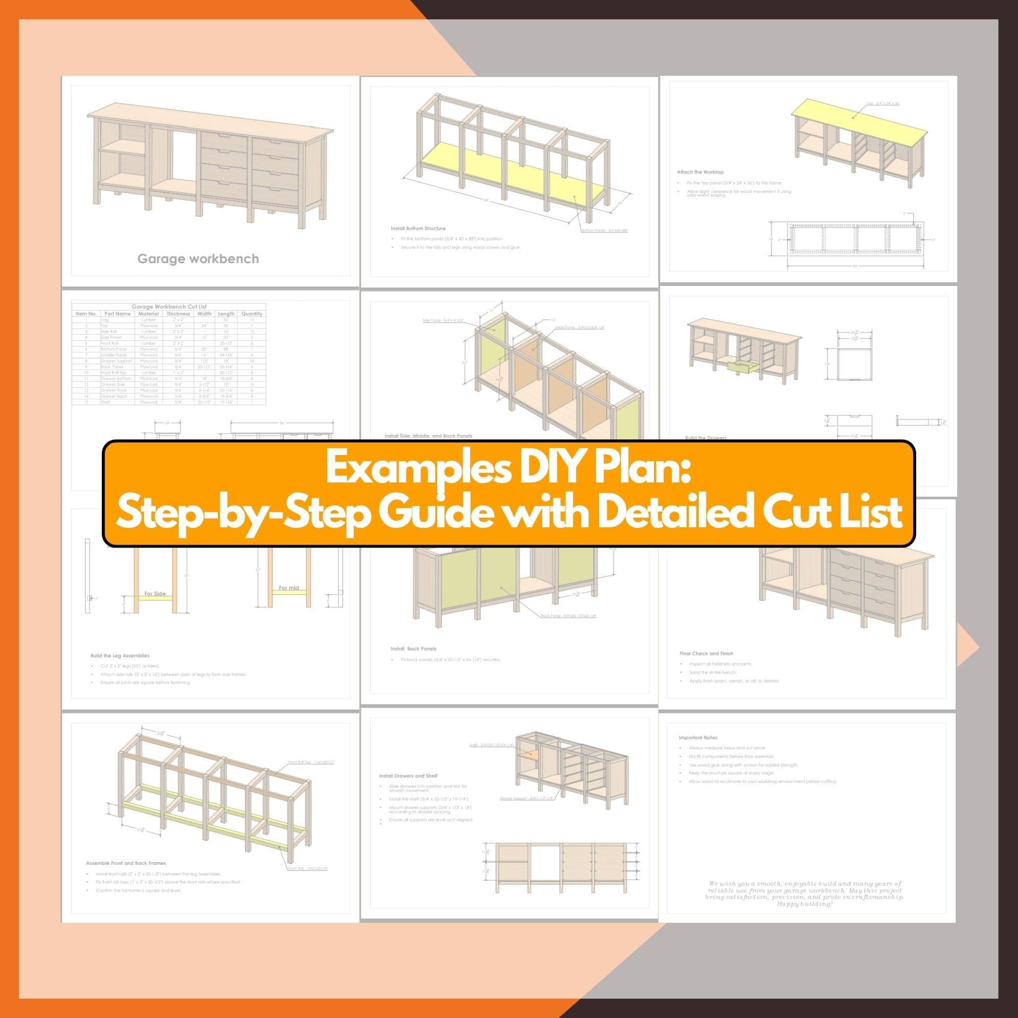Narrow Sideboard DIY Plans | Space-Saving Buffet Cabinet Blueprint (PDF Download) - view 8