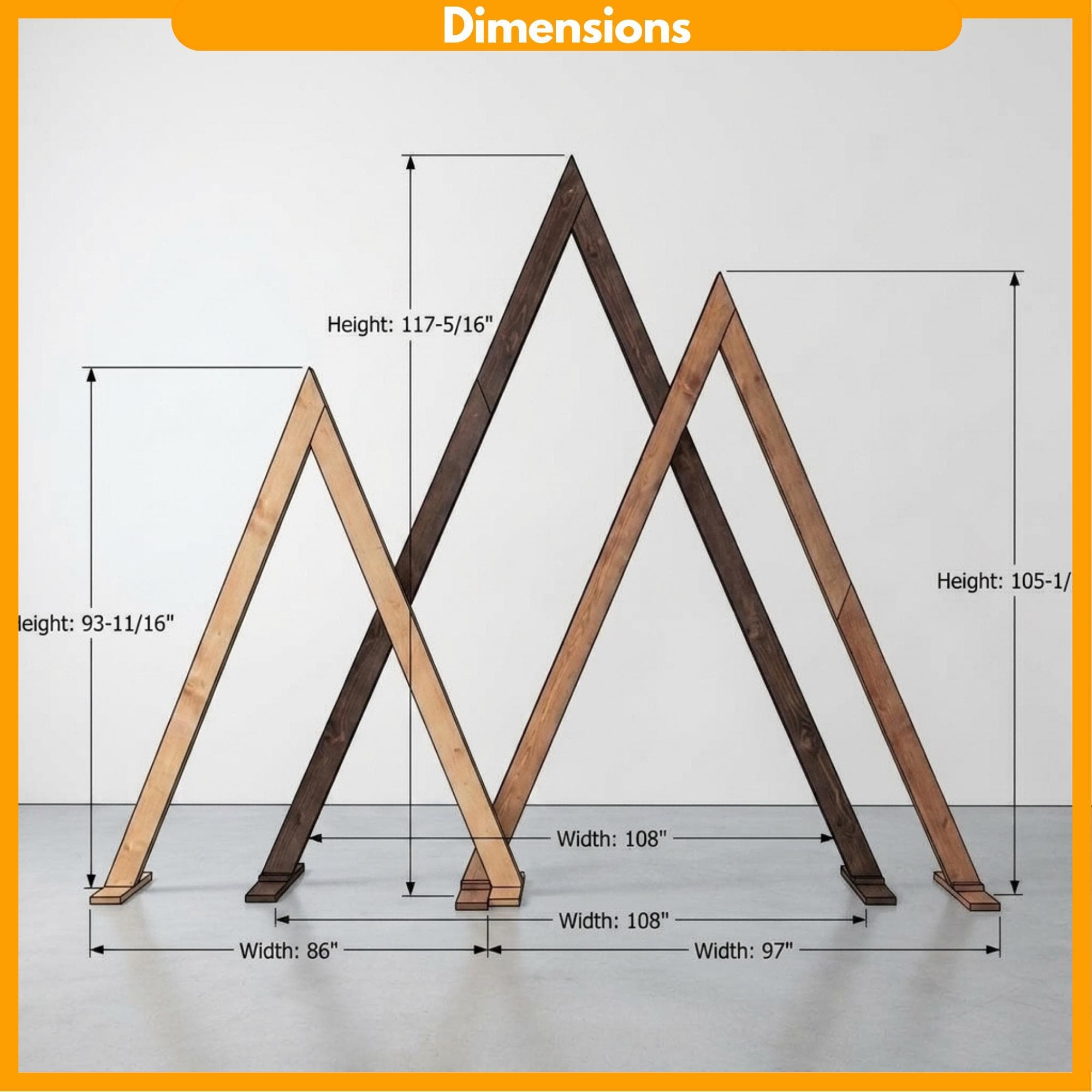 DIY Triangle Wedding Arch Plans PDF | Set of 3 Wooden Arbor Backdrop | Collapsible Ceremony Trellis | Rustic Outdoor Wedding Woodworking - view 2